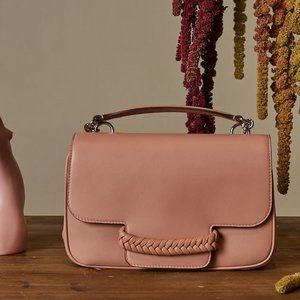 THE KNEED Alexia Pink Top-Handle Bag in Rose Antica